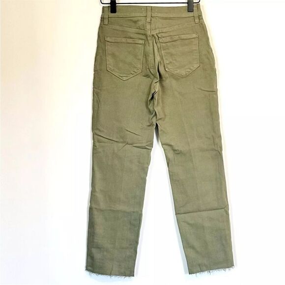 L'Agence Jeans Womens 27 Mossy Green Cropped High Rise Slim Raw Hem NWT $298 - Picture 4 of 10